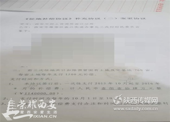 曲江三兆村村民三年未领到百万元土地补贴不断