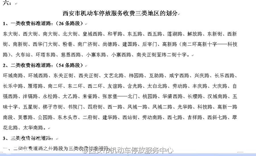 西安将划分停车收费4类区:11月起城墙内4元\/小